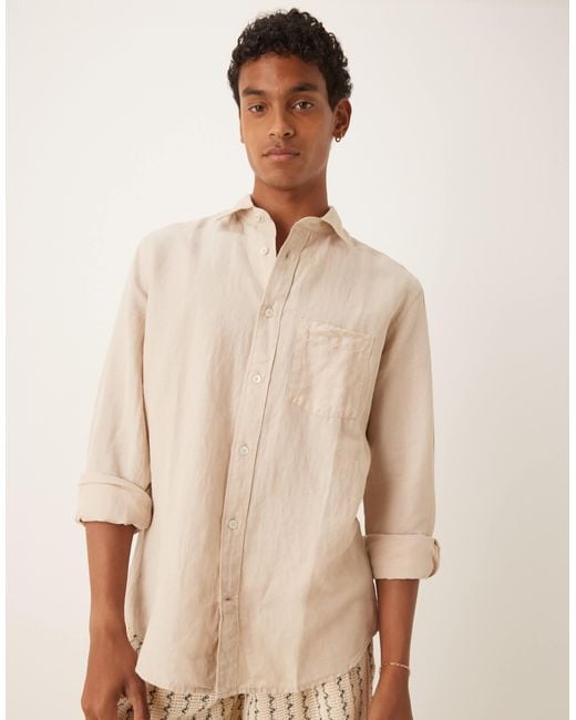 Mango – hochwertiges leinenhemd in White für Herren
