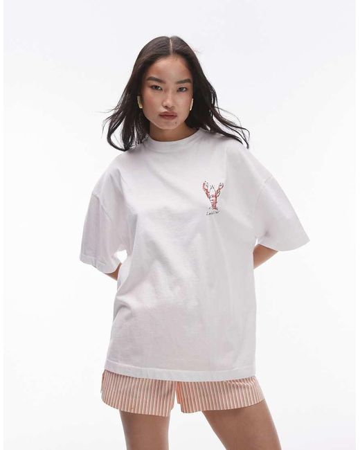 TOPSHOP Graphic Monte Carlo Lobster T shirt in White Lyst UK