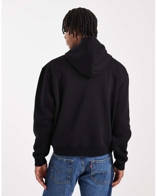 Felpa Basic Nera Squadrata E Comoda Con Cappuccio E Zip di ASOS in Black da Uomo