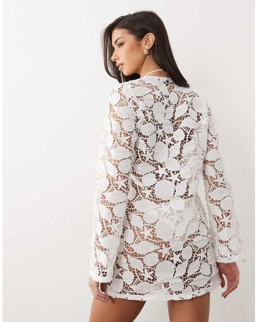 South Beach Natural Lace Beach Cover Up
