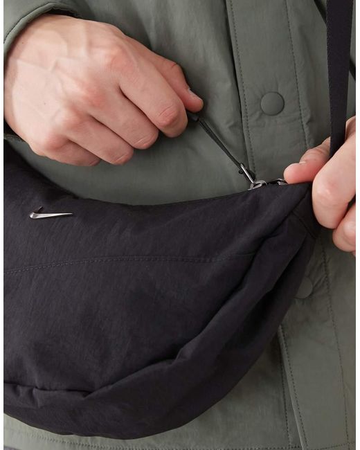 Nike Gray Aura Crescent Crossbody Bag for men