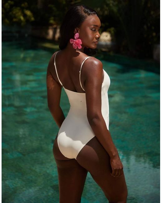 South Beach Green Cut Out Swimsuit With Bubblegum Bead Detail