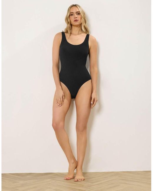 Long Tall Sally Black Scoop Neck Textured Swimsuit