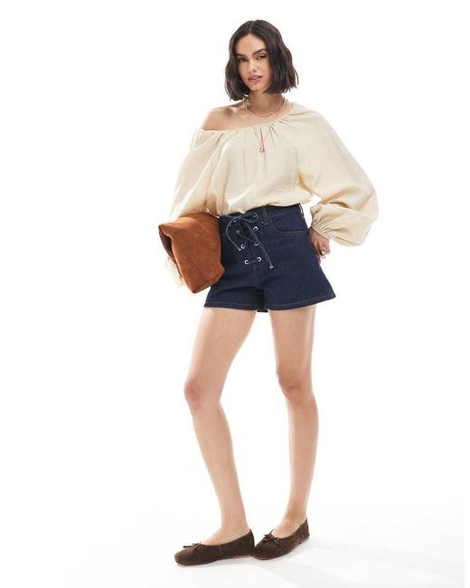 ASOS White Denim Tie Front Short