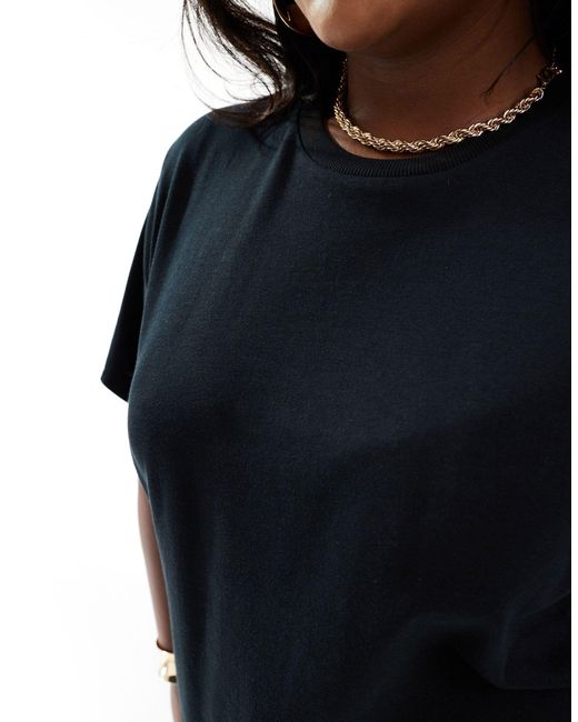 Asos design curve - t-shirt nera pesante vestibilità classica di ASOS in Blue