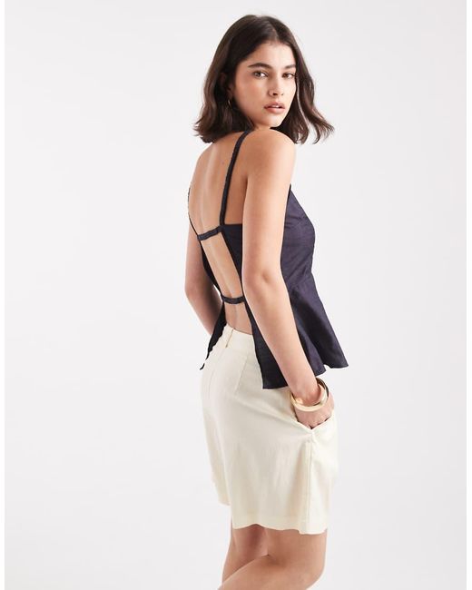 Pieces Blouse Met Bandjes En Open Achterkant in het White