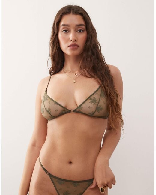 Weekday Brown Lace Triangle Bra
