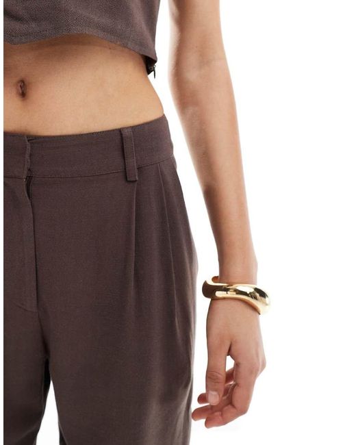 4th & Reckless Brown Linen Blend Tailored Wide Leg Trousers Co-Ord