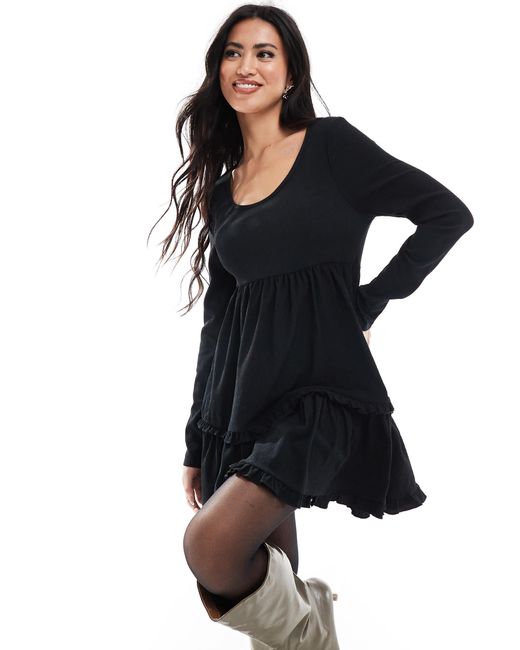 Miss Selfridge Textured Ruffle Smock Dress in Black | Lyst Miss Selfridge Textured Ruffle Smock Dress in Black | Lyst