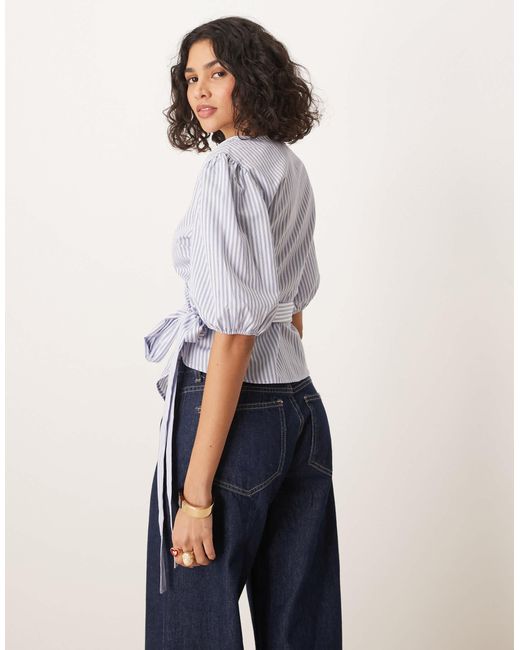 ASOS White Cinched Wrap Top