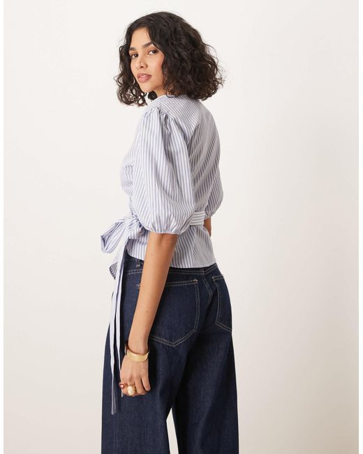 ASOS White Cinched Wrap Top