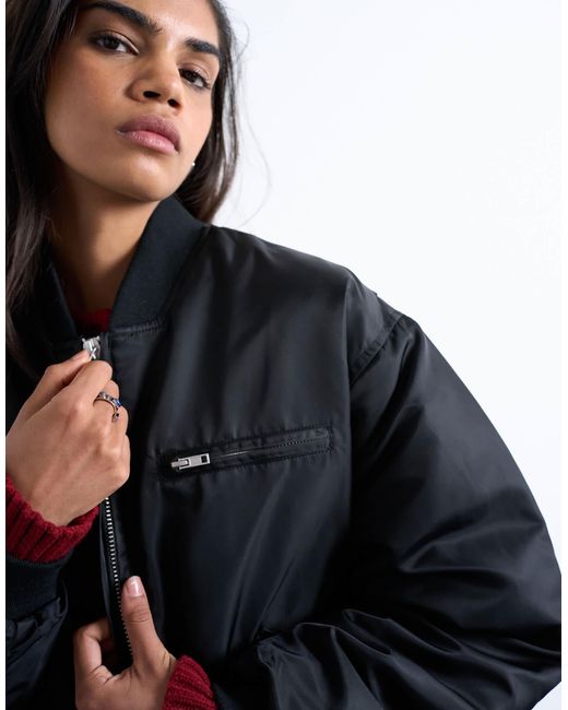 TOPSHOP Red – oversize-bomberjacke aus nylon