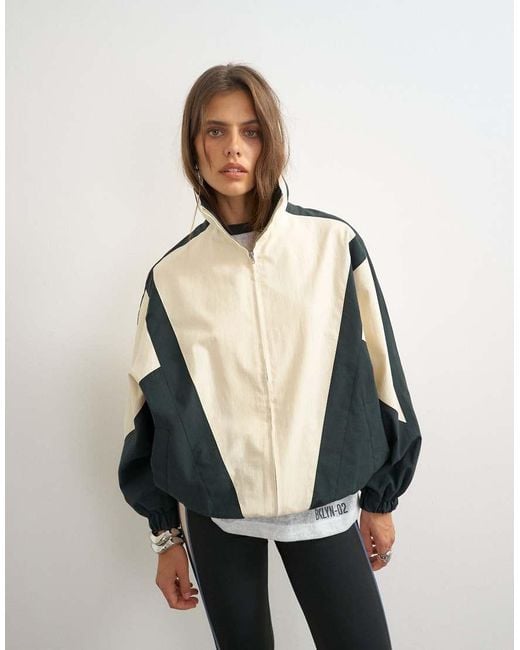 TOPSHOP Natural Colour Block Funnel Neck Jacket