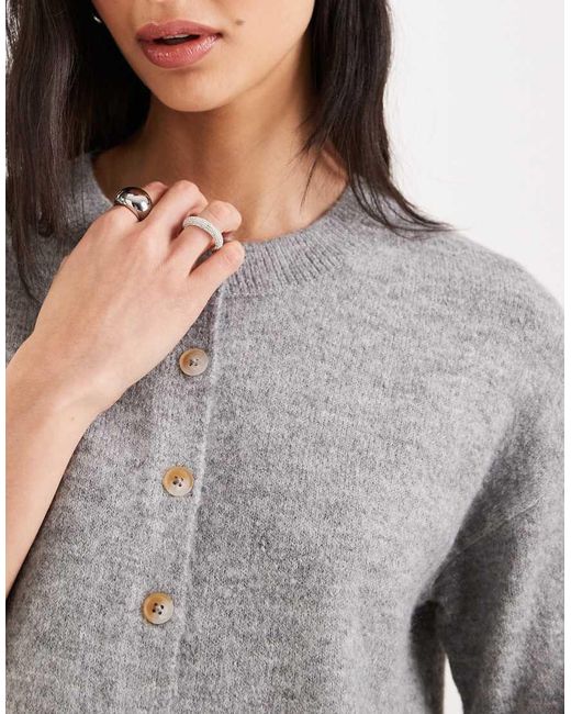 Brave Soul Gray Short Sleeve Relaxed Fit Knit Cardigan