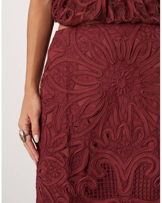 ARRANGE Red Floral Cornelli Column Co-ord Midi Skirt