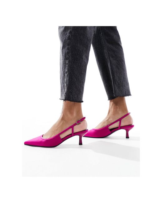 Zapatos rosa con tira talonera y tacón bajo strut ASOS de color Black