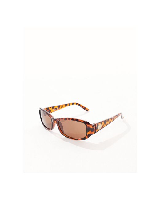 Reclaimed (vintage) Brown Unisex Square Wrap Sunglasses