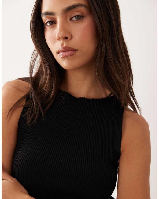 Gina Tricot Black Knitted Rib Singlet