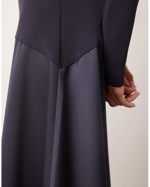 asymmetrical elevated knit maxi dress Women's Asymmetric Knit Maxi Dress With Scarf - Brown - L - Laya main image 1