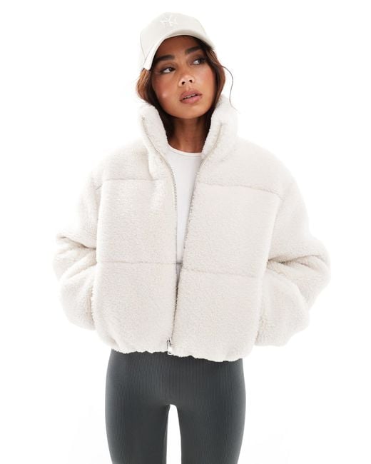 Miss Selfridge White Borg Puffer Jacket