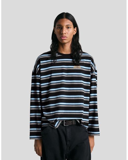 Bershka Blue Oversized Long Sleeve T-shirt for men