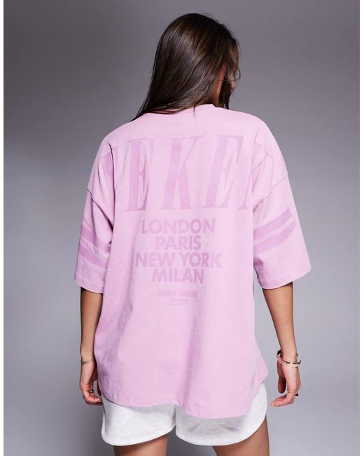 ASOS Pink Weekend Collective Icon Oversized T-shirt With Stacked Back Logo
