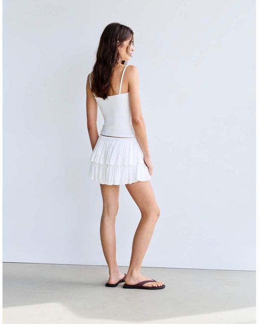 Pull&Bear White Skort With Ruffles