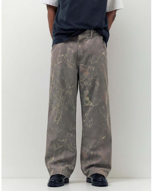 Pull&Bear – gemusterte jeans in Gray für Herren
