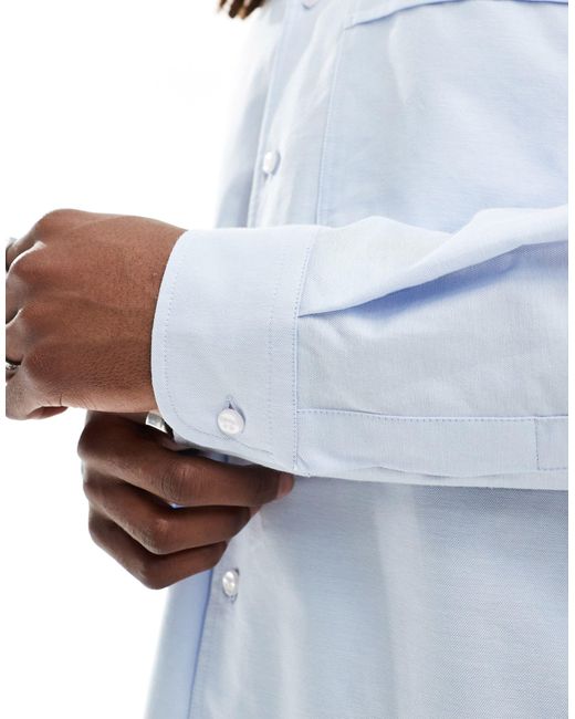 Camicia squadrata a maniche lunghe di Bershka in White da Uomo