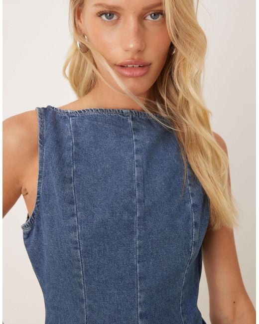 ASOS Blue Denim Peplum Top