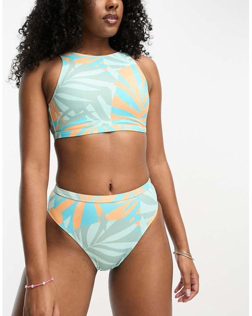 Top Corto De Bikini De Corte Alargado Con Estampado Tropical Pop Up De Roxy de color Multicolor