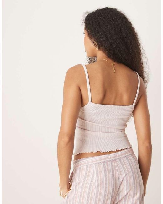 ASOS Pink Waffle Lettuce Edge Cami Vest