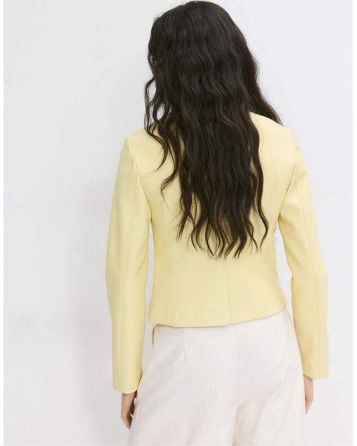 Stradivarius White Fitted Leather Effect Jacket