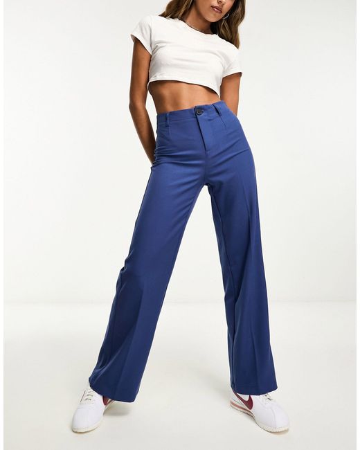 Petite - pantalon large ajusté - marine Bershka en coloris Bleu | Lyst