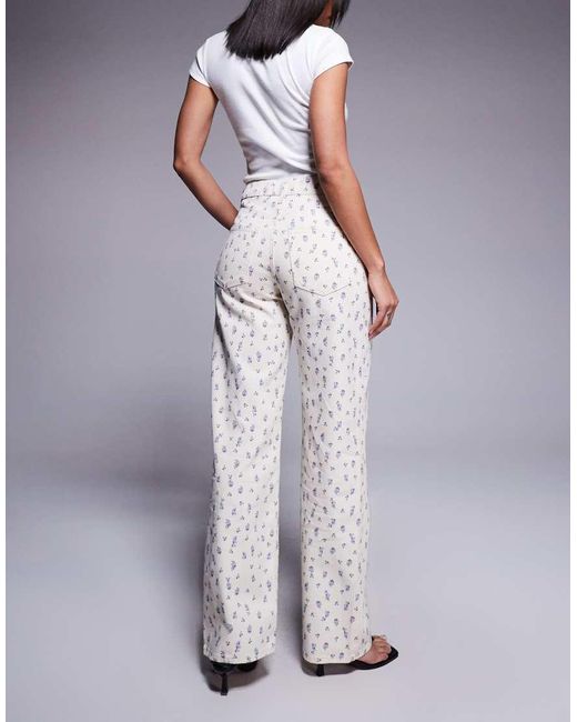 River Island Purple Ditsy Floral Relaxed Straight Jean
