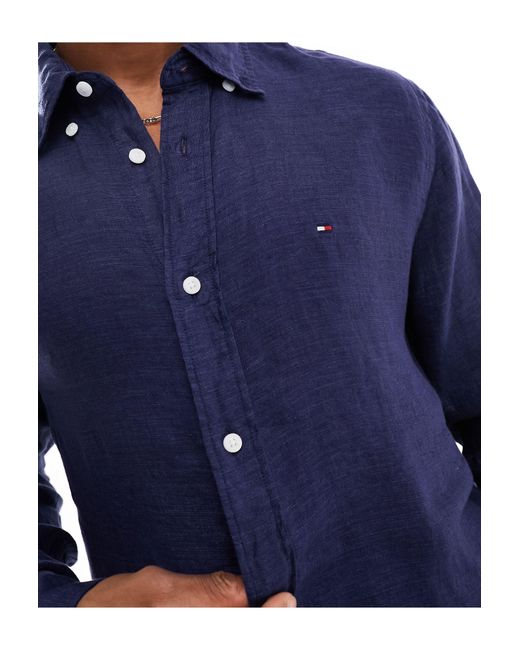 Tommy Hilfiger Blue Pigment Dyed Solid Regular Fit Shirt for men