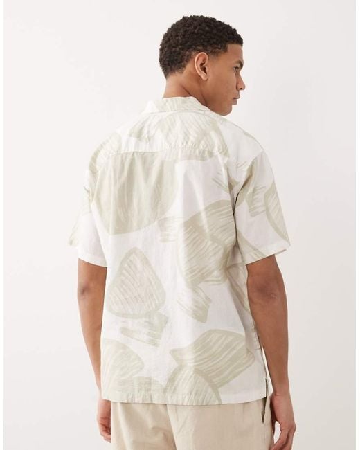 Jack & Jones Natural Premium Short Sleeve Shirt With Plant Print for men