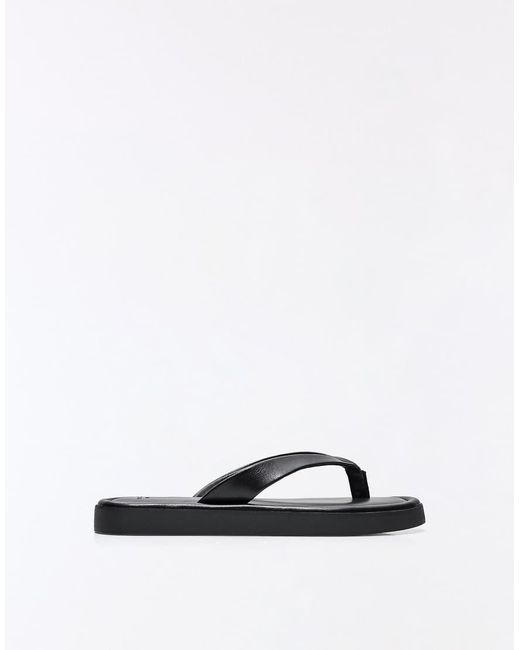 Bershka White Thong Flat Slider Sandals