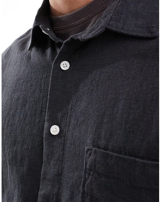 Eva - camicia a maniche corte vestibilità comoda nera di Weekday in Blue da Uomo