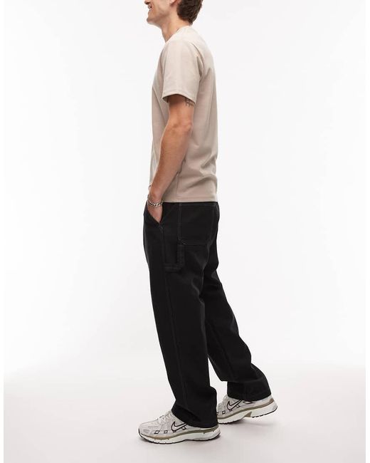 Timberland Black Heavy Canvas Pocket Loose Fit Carpenter Trousers for men