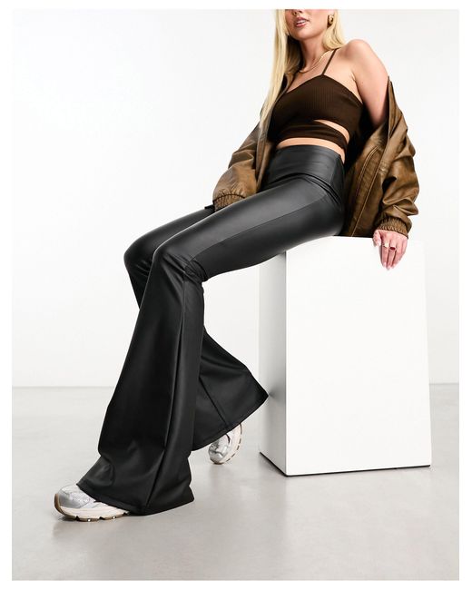 ASOS Black Leather Look Flare Pants