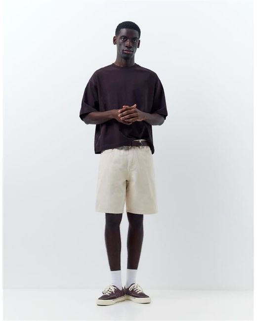 Pull&Bear Standaard Denim Bermuda Shorts in het Blue voor heren