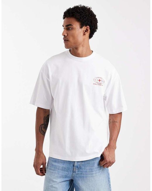 ASOS White Heavyweight Oversized T-shirt With Back Graphic for men