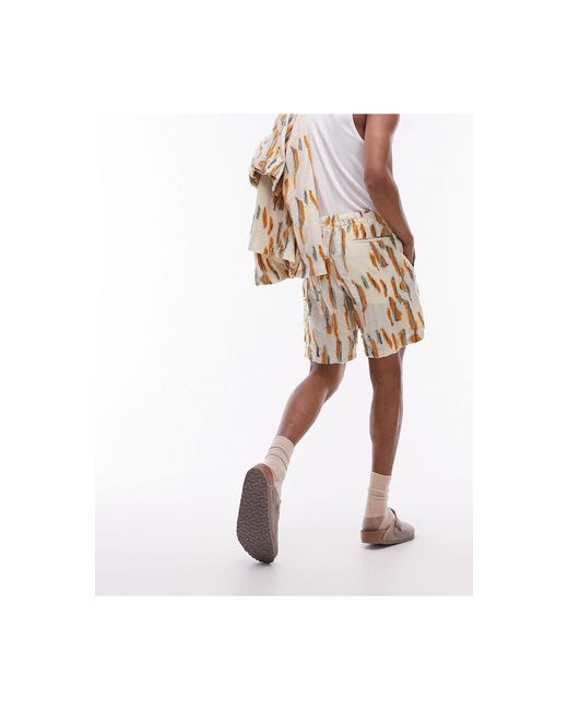 Topman Natural Co-ord Relaxed Jacquard Shorts for men