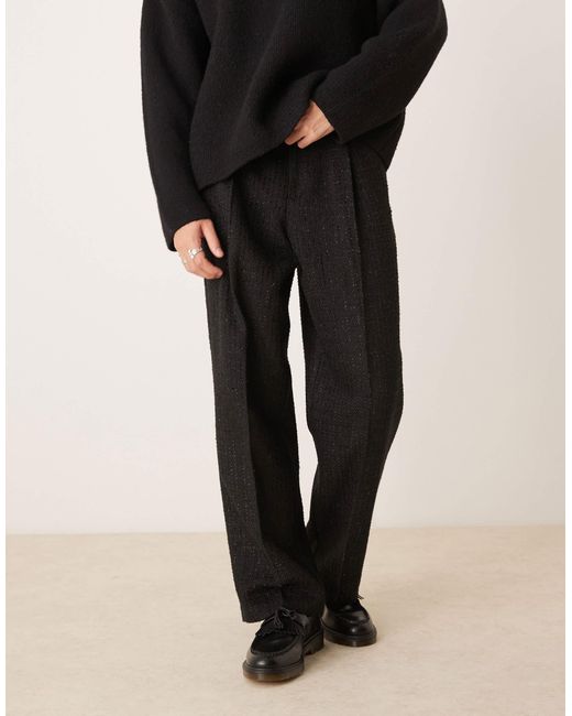 Pantalon large habillé en maille bouclée métallisée ASOS pour homme en coloris Black