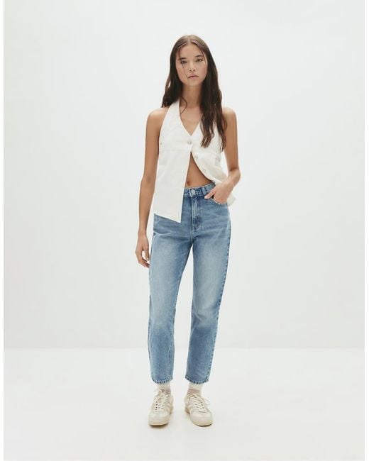 Pull&Bear Blue High-waist Mom Fit Jeans