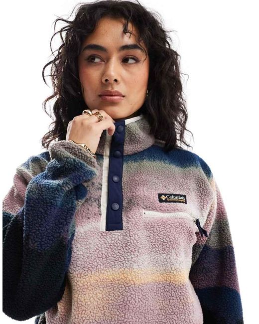 Polar Corto Azul Universitario Y Azul Dolomitas Con Estampado Y Media Tapeta De Botones De Presión Helvetia Ii De Columbia de color Gray