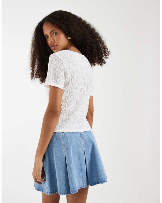 Vero Moda White Asymmetric Ruched Detail Crinkle Texture Top