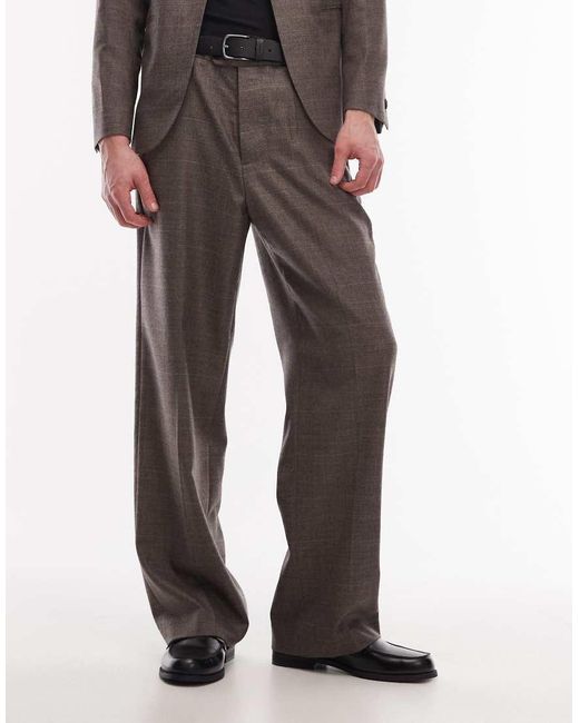 AllSaints Brown Clover Co-Ord Wool Blend Tailored Trouser for men