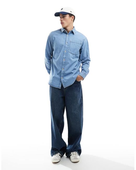 Jack & Jones Denim Overhemd Met Lange Mouwen in het Blue voor heren